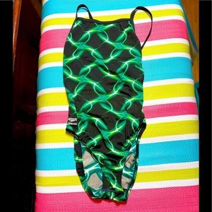 Speedo Endurance Abstract Print Swimsuit XL 14/40 FREE SHIP